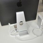 iMac mit angeschlossener SSD und externer Festplatte (FW800)